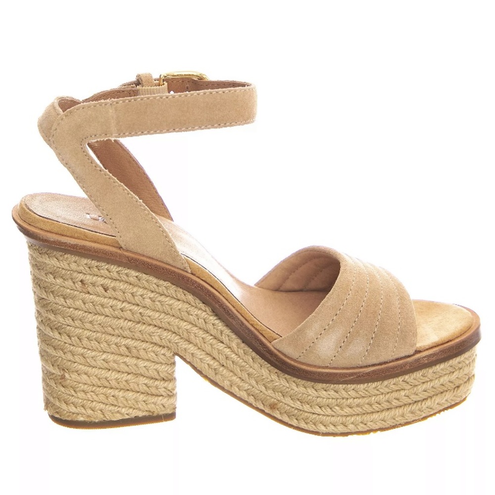 NIB UGG Laynce Sandals-Bronzer-Brown ankle strap platform leather upper size 10 - Picture 4 of 8